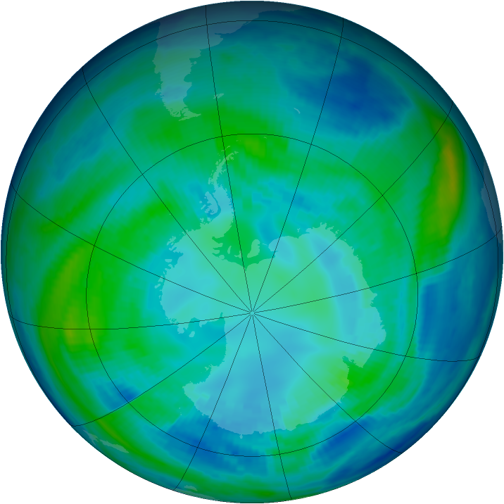 Antarctic ozone map for 20 April 1998